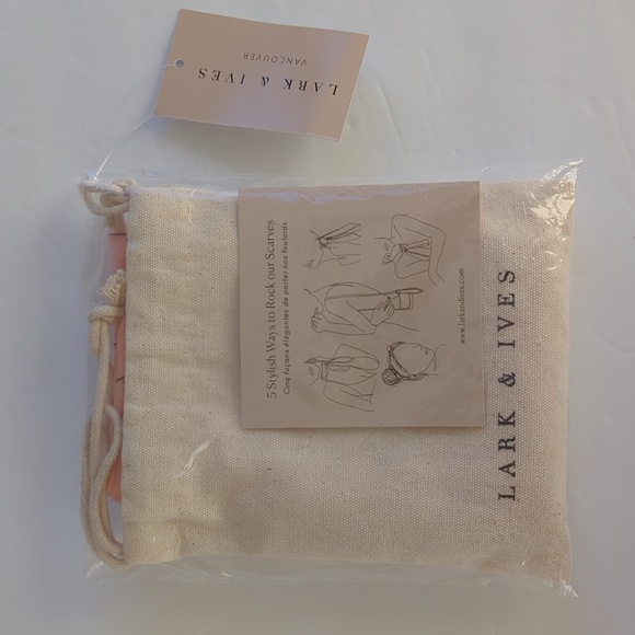 NWT Lark & Ives 2 Piece Hair Scarf Set 20 x 20 Square Beige Pink Coral - Picture 1 of 9